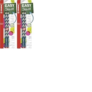 STABILO EASYgraph - Crayon graphite ergonomique - Blister x 2 crayons papier - HB - bleu ardoise - Droitier (Lot de 2)