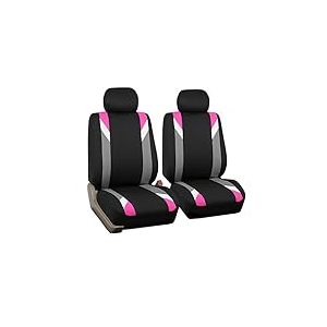 FH Group Housses de si&egrave;ge Avant en Tissu pour si&egrave;ges de Voiture &agrave; Dossier Bas avec appuie-t&ecirc;te Amovible, Ajustement Universel, Compatible avec airbag pour SUV, berline, fourgonnette - Rose