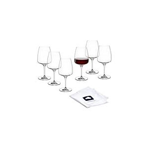 LEONARDO HOME CESTI 040971 Lot de 6 verres à vin rouge avec chiffon de polissage - Verres à vin rouge lavables au lave-vaisselle (500 ml) - Résistants aux chocs et adaptés à un usage quotidien -