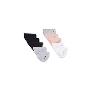 Amazon Essentials Culotte en Coton Taille Haute (Disponible en Grande Taille), Respirant Femme, Lot de 10, Beige/Blanc/Gris Chiné/Noir, 44