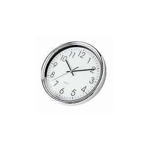 Brightium Horloge Ronde Blanc/Chrome de 25 cm, idéale pour la décoration et l'affichage du Temps à la Maison ou au Bureau.