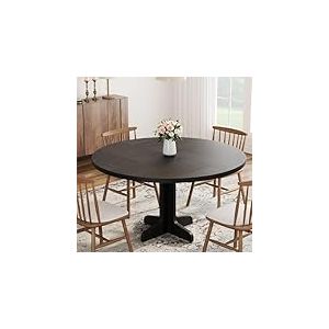 Garvee Table &agrave; Manger Ronde pour 4 Personnes, Table de Cuisine 120 cm Rustique avec Base en Bois, Structure Stable, Pieds Crois&eacute;s, Moderne pour Cuisine, Salon (Noir)