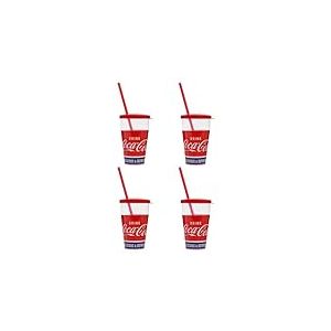 Snips, Lot de 4 Verres à Coca-Cola avec paille 0.5 L, Verres en plastique avec paille et couvercle, Made in Italy