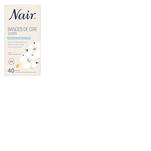 Nair Bandes de Cire Froide , pour le Corps, Kit à Domicile Pour Femmes Enrichi en Huile de graines de Coton, 40 bandes et 4 soins finitions douceur
