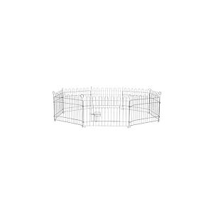lionto Enclos extérieur pour Lapins en métal Robuste, 59x38 cm, enclos Extensible pour Petits Animaux + piquets de Sol, Porte avec verrou & Filet de Protection, résistant aux intempéries, 8 éléments