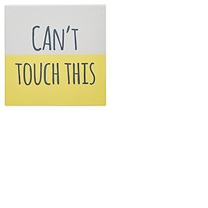 KitchenCraft Funny Dessous de plat carré en céramique avec inscription « Can't Touch This » Jaune/blanc 20 x 20 cm