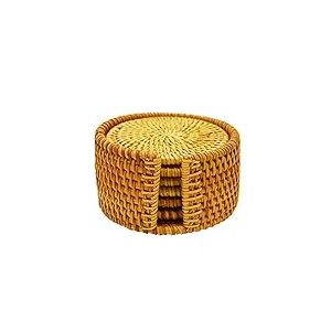 Lot de 6 sous-Verres tissés pour Boisson, Porte-gobelet Ronds en rotin de 10,2 cm, Dessous de Verre Simples en Osier Fait à la Main, Dessous de Verre décoratifs pour Table Basse, gobelets, comptoirs,