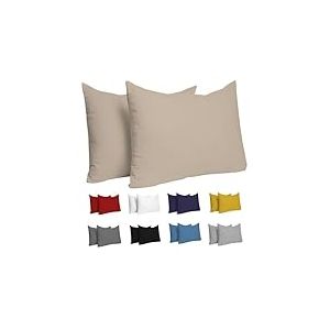 Dreamzie Taie Oreiller 50 x 70 cm Coton (Lot de 2) 100% Coton Jersey 150 GSM -Beige - Taie d'oreiller 50x70 cm- Housse de Coussin Résistant et Hypoallergénique pour Oreiller 50x70 cm