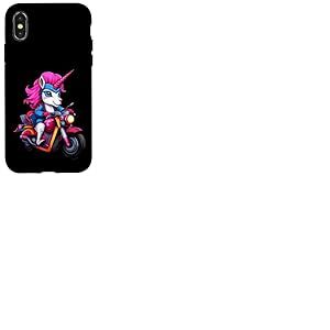 Licorne Motard/Moto Licorne Coque pour iPhone X/XS