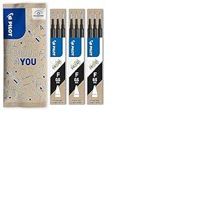 PILOT - Lot de 3 &eacute;tuis de 3 recharges FriXion pour stylo effa&ccedil;able. Compatibles FriXion Ball et FriXion Ball Clicker - Noir - Pointe Fine