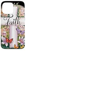 Faith-Cross Papillons floraux Christ Fleurs Religieuse Fille Coque pour iPhone 13 Pro Max