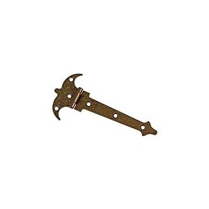 Amig - Charnière Renforcée | Deux Palmes Cuir | Acier Poinçonné | Style: Rustique, Forge pour Portes Battantes Lisses | Entrée et Passage Extérieurs et Intérieurs, et Armoires | Dimensions: 90 x 55 mm