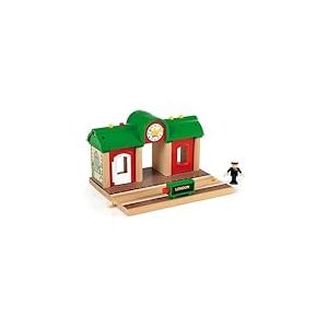 BRIO World - 33578 - Gare Principale à Enregistreur vocal - Accessoire pour circuit de train en bois - Fonction son et lumière - Jouet mixte à partir de 3 ans