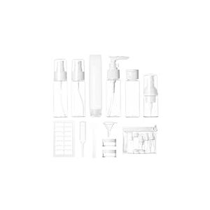 Lot de 12 Flacon Voyage kit, Contenant de Voyage à Remplir 30/50 ml, Flacons Pulvérisateurs Vides Transparents, Petite Boîte de Crème, Distributeur de Mousse Savon Shampoing, Accessoire Voyage Avion