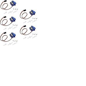 YUNIQUE GREEN-CLEAN-POWER - Micro Servomoteur 9G pour H&eacute;licopt&egrave;re RC, Avion, Bateau et Robot | Contr&ocirc;le Pr&eacute;cis | Compatible avec Arduino, Raspberry Pi | Pack de 5 Pi&egrave;ces, Bleu, Plastique