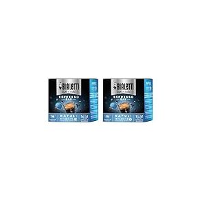 BIALETTI – Café Napoli - 16 Capsules Mokespresso « I Caffè d’Italia » - Café Intense – Arôme Cacao Amer (Lot de 2)
