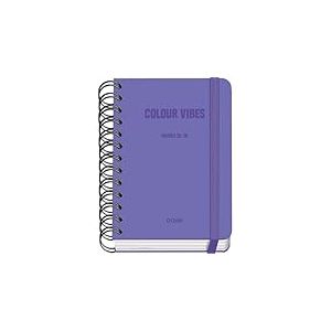 Dohe - Agenda Scolaire 2025 2026 - Page Par Jour, Taille A6 (12x17 cm), Espagnol et Anglais, Fermeture à Spirale Double et Élastique, Couverture Rigide, 4 Pages d'Autocollants - COLOUR VIBES Violet