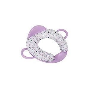 Réducteur de toilette doux pour enfants Lilac, avec deux poignées, un dossier et un grand siège, lavable et réutilisable
