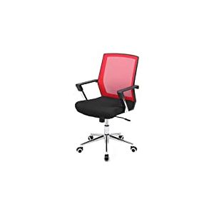 SONGMICS Fauteuil de bureau pivotant, Chaise à dossier, Siège, Hauteur réglable, Rouge OBN83RD 102 x 61 x 55 cm