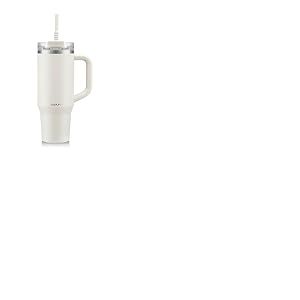 Bodum TRAVEL MUG Mug de voyage isotherme en inox avec paille et poignée, 1.2 l, Off White