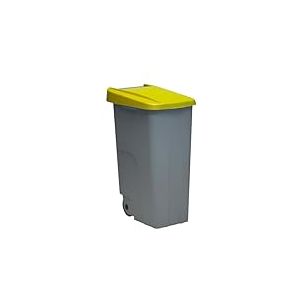 Well Home Conteneur recyclable 85 litres ferm&eacute; Jaune 76 x 57 x 42 cm