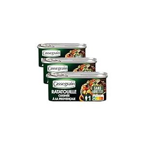 CASSEGRAIN - Ratatouille Cuisin&eacute;e &agrave; la Proven&ccedil;ale - L&eacute;gumes du Soleil, Huile d'Olive Vierge Extra 1,5%, Thym - Sans Additif - Nutri-Score A - Emballage 100% Recyclable - 185 g (Lot de 3)
