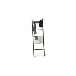 FANTASK Échelle de plafond en bambou avec 4 crochets, 5 échelons et sangles anti-basculement, échelle porte-serviettes pour salon, salle de bain, 43 x 8 x 148 cm