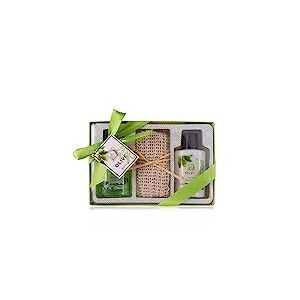 Accentra-Set cadeau de douche pour femmes OLIVE dans une belle boîte cadeau-Set de soins 3 pièces avec gel douche,lotion et serviette en sisal-Cadeau idéal pour anniversaire ou la Saint-Valentin.