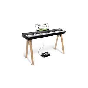 Alesis Recital Home Piano Num&eacute;rique avec 88 Touches Lest&eacute;es &agrave; Action Marteau, Mupport, P&eacute;dales et Le&ccedil;ons, Noir