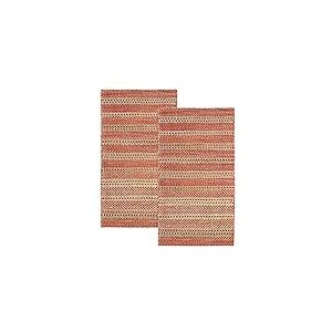 HAMID - Pack 2 Tapis en Jute de Laine Olivia 60x110cm, Tapis en Laine et Jute Tiss&eacute; &agrave; la Main pour Salon, Chambre, Salon, Couleur Rouge Naturelle