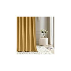 ROOM99 Rideau avec œillets Aura 140 x 250 cm Largeur x Hauteur, Décoration de Fenêtre, Curtains et Draperies intérieurs pour Salon, Chambre Moderne Lisse Moutarde, 1 pièce