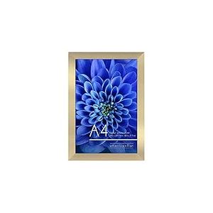 Americanflat Cadre Photo A4 Doré - MDF avec Verre Incassable Poli, Chevalet & Matériel de Suspension Intégré - Format Horizontal et Vertical pour Mur et Dessus de Table - 21x29,7 cm