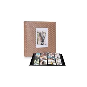 RECUTMS Photo Album 6x4 600 Photos Black Inner Page Button Grain Leather Big Capacity Pockets Pictures Album Birthday Christmas Photo Albums Wedding Anniversary (Marron Clair)