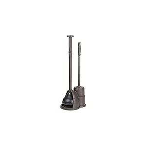 mDesign Valet WC Compact pour la Salle de Bain – Ventouse et Balai à Toilettes de qualité en lot – kit Brosse WC et Ventouse en Plastique – Couleur Bronze