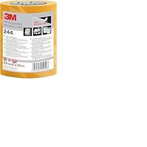 3M Ruban Adhesif de Masquage Professionnel, Haute Précision, Intérieur & Extérieur 24 mm x 50 m, 6 Rouleaux - Compatible avec des Peintures a base Aqueuse et Solvants