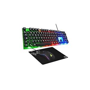 G-Lab Combo Yttrium - Pack Clavier et Souris Gaming, Combo 3 en 1 avec Clavier Gaming QWERTY, 105 Touches, Souris Gamer 2600 DPI, Tapis de Souris Gamer - PC/PS4/PS5 (Nouvelle Version)