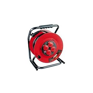 KS Tools - 150.4222F - Enrouleur électrique - Rallonge électrique sur touret - Enrouleur de 40 m - 4 prises à clapet de 16A/230 V - Poignée de transport