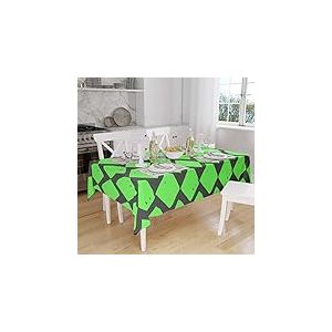 Bonamaison, Anti-moisissure, Séchage Rapide, Résistant aux Taches, Lavable en Machine, 100% Polyester Nappe de Table, Fumée Verte néon, 140 x 160 Cm - Conçu et Fabriqué en Turquie