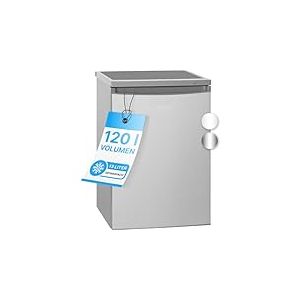 Bomann Réfrigérateur avec petit congélateur 120L inox KS2184-1-inox, Capacité utile : 120 litres, Réglage de la température en continu, Charnière de porte à droite, interchangeable, Pieds réglables
