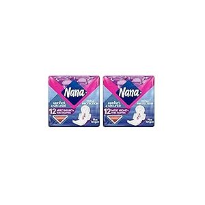 Nana Maxi Goodnight Serviettes Hygiéniques pour la Nuit, 12 Serviettes (Lot de 2)