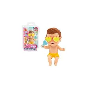 Cicciobello Amicicci, Bébé avec expressions rigolotes, Série Plage, Lunettes changent de couleur et accessoires, Modèle Garçon Brun Coupe Surf, Jouet pour enfants dès 3 ans, GIOCHI PREZIOSI, CC0405