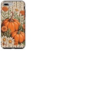 Vintage Automne Fleur Citrouille Fille Femmes Automne Thème Téléphone Coque pour iPhone 7 Plus/8 Plus
