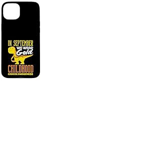 Enfance Cancer Septembre Wear Gold Dinosaur Awareness Coque pour iPhone 15 Plus