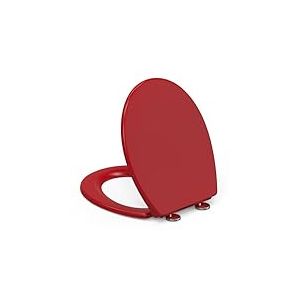 Abattant WC Universel Forme O avec Frein de Chute, YEAUPE PRO Lunette de Toilette Universelle, Facile à Nettoyer, Peut Supporter 150 Kg, Rouge rétro, 44,6 * 37,2 * 5,2CM