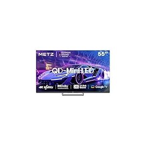 Metz Mini LED TV QLED 55 Pouces (139 cm) Smart LED 4K 144Hz Television Google Tele Local Dimming HDR 10 Dolby Vision Dolby Atmos VRR MEMC Mode Gaming Sport Tuner DVB-T/-T2/-C/-S/-S2 CI+ (MNE8000Z)