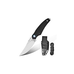 Harnds Shark Couteau &agrave; Lame Fixe pour l'ext&eacute;rieur avec &eacute;tui en Kydex Lame en Acier D2 Couteau de Camping Id&eacute;al Couteau de Survie Premium Couteau de Bushcraft (Noir - Satin), HK4020BK-S