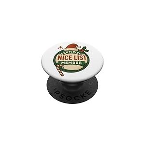 Vintage Certified Nice List Member Christmas Holiday Funny PopSockets PopGrip Adhésif