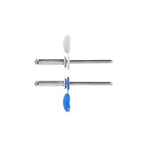 Restagraf - Rivets Épanouis avec Chapos Bleus, Blancs pour Plaques d'Immatriculation - Diamètre 4 mm - Longueur 16 mm - Réf. 225106 - Blister de 15