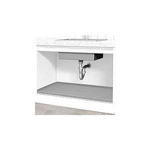 Tapis sous évier de cuisine imperméable, 94 x 48,3 cm, tapis de protection sous évier de cuisine et de salle de bain, bac d'égouttement flexible et robuste avec rebord, gris froid