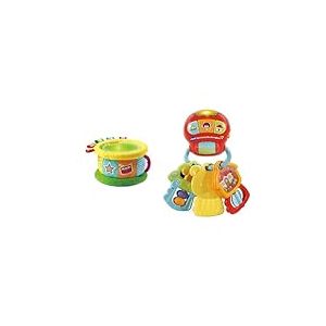 VTech - Tambour Lumi Magique - Jouet Musical Bébé/de 6 Mois à 3 Ans – Version FR & Mon Hochet P'tites Clés Magiques, Hochet Bébé Porte-Clefs Interactif, Éveil Musical